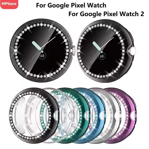 Case for Google Pixel Watch 2 Diamond Bling 360° Full Screen Protector TPU Cover for Google Pixel Wa