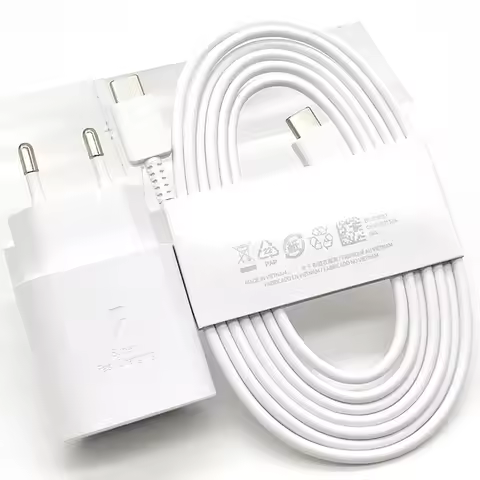 SAMSUNG S25+ PD 25W Super Fast Charging Charger EU 1.8M Type-C Wall Adapter For Galaxy S26 S21 S20 F