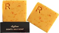 RiBANA Saffron Goat's Milk Soap Bar for Deep Moisturization, Hydration, Soft, Smooth Skin - 4.5 Oz Handmade &amp; Organic Goat Milk Soap (Unscented - Natural Ingredients)