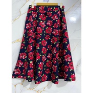 MAWAR Women's Umbrella Skirt 7/9 Below the Knee Rose Pattern Waffle Skirt