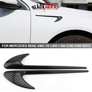 BLACKFUNNY 2Pcs Car Side Sticker Vent Fender Trim Emblem Blade Logo Trim For Mercedes Benz AMG V8 C2