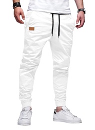 Mens Casual Joggers Pants - Cotton Drawstring Chino Cargo Pants Hiking Outdoor Twill Track Jogging S