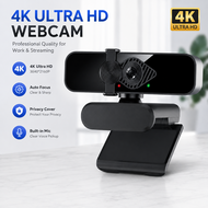 4K Webcam for PC, USB Web Camera with Auto Focus, Built-in Microphone, Privacy Cover, Plug & Play Co