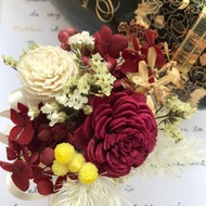 紅色系乾燥花小盆花