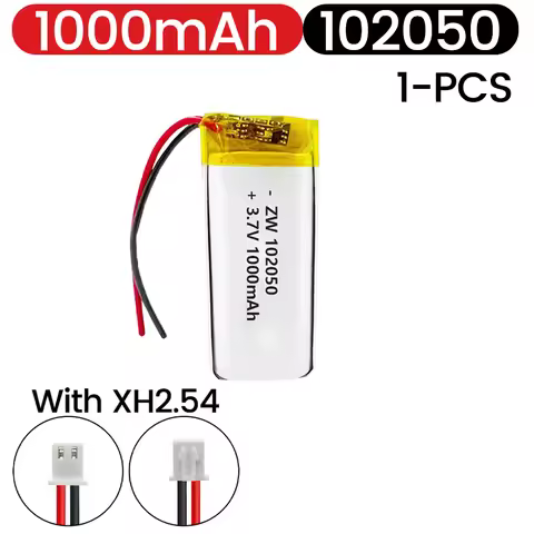 102050 3.7V 1000mAh Lipo Cells Lithium Polymer Rechargeable Battery for Beauty Instrument GPS LED Li