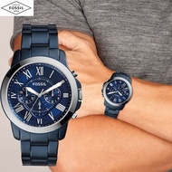 (Real Photo)Original Fossil Mens Grant Chronograph Blue Dial Stainless Steel Watch FS5230Jam Tangan 