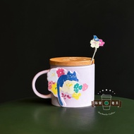 Starbucks Coffee 2023 Summer Flowers Purple Lavender Ceramic Water Cup Lid Mug Stirring Rod