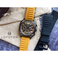 [Original] Lofoten F6524G BK-42 Chronograph Sapphire Men Watch with Yellow Silicone Strap (Free Stra