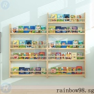 Children's Solid Wood Bookshelf Wall-Mounted Simple Wall Shelf Narrow Wall Bookcase behind the Door Kindergarten Picture Book Shelf Zwha