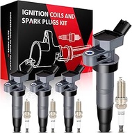 SCITOO 4 ignition coils with 4 iridium Spark Plugs for Kia Optima Rondo 2009-2013 V8 4.6L l4 2.4L 2.