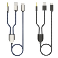 [3C] Two-In-One Type-C To USB A 3 5mm Car Stereo Auxiliary Headset Cable 2 In 1 For C Mobile Phone O