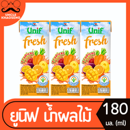 แพ็ค 3 กล่อง ยูนิฟ น้ำผักผลไม้รวม รสทรอปิคอล ฟรุ๊ต 180 มล. กล่องสีส้ม UNIF Fresh (1471)