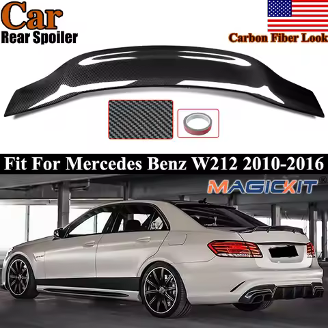 Renntech RT Style Trunk Spoiler For 2010-2016 Benz W212 Sedan E350 E550 E63 Carbon Fiber Look Rear T