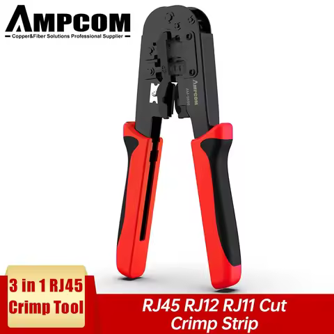AMPCOM Crimping Tool RJ45 and RJ12, RJ11 Crimper Cutter Stripper Network Cable CrimpTool for 4P 6P 8
