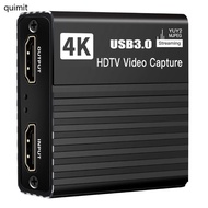 QUIM USB 3 0 Video Capture Card 4K HDTV 1080P 60FPS Live Recorder Grabber Capture Video Sound Captur