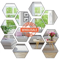 [Wholesale] 1Pc 3D Removable Hexagon Mirror Acrylic Self Adhesive Wall Sticker Decal DIY Wall Art Mural Decals Room Bedroom Decoration