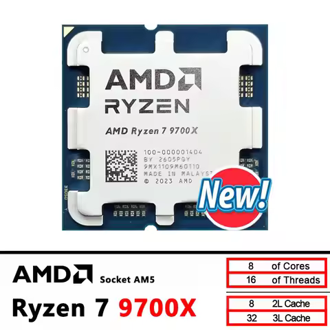9700X CPU AMD Ryzen 7 9700X New Processor 5.5GHz 8-Core 16-Thread 40MB Game Cache 4NM TDP 65W Socket