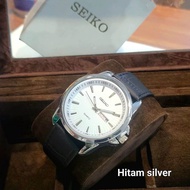 JAM TANGAN PRIA KULIT SEIKO TANGGAL HARI AKTIF FREE BOX