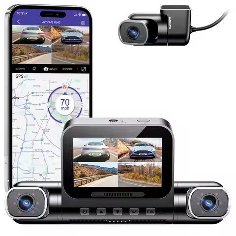 AZDOME Dash Cam M660 2K+3*1080P 4CH Car DVR GPS 5G Wifi Built-in 128GB eMMC Voice Control 24H Parkin