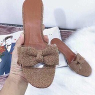 Dép nữ cao gót trong kết nơ vải xinh - G03 - Guốc cao gót phom giày nhỏ