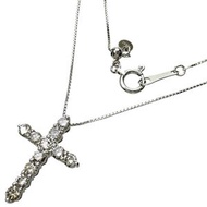 Pre-owned cross motif diamond necklace in platinum (Pt850/Pt950), 0.50ct, 3.2g, 45.5cm, for women.