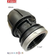 Brand Fish Push Fit PolyPropylene PN16 Compression Fittings 63mm x 1-1/2" Female Threaded Adaptor FT