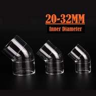 2Pcs Acrylic Elbow Transparent 45 Degree Connector DIY Fish Tank Water Pipe Fittings Inner Dia 20/25/32mm