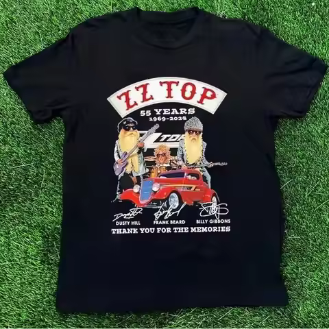 ZZ Top 55 Years 1969-2024 Thank You For The Memories Signatures Shirt YA66