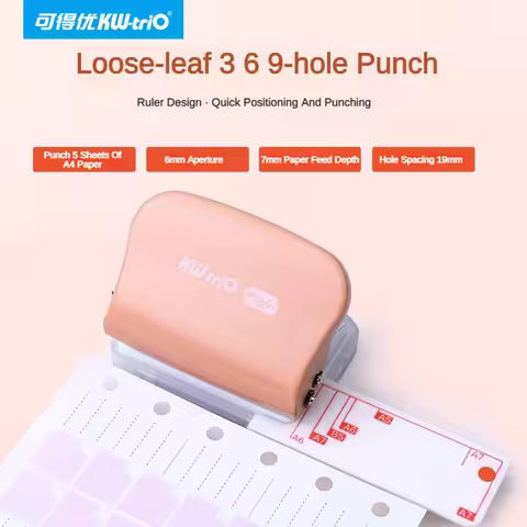 KW-Trio A5 B5 A6 3Hole 6Hole 9Hole DIY Hole Punch Handheld Metal Loose Leaf Handmade Paper Hole Punc