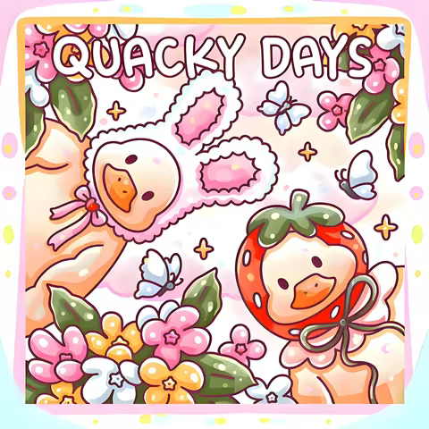 Kawaii Duck Coloring Book - 24 Pages of Cute & Fun Pictures for Relaxation and Meditation, 7.8x7.8 I