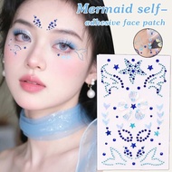 1/2/3Pcs Charming Mermaid Face Sticker - Cosplay 3D Rhinestone Sticker  - Fashion Y2K Makeup Sparkli