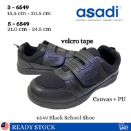 Kasut Sekolah Hitam Asadi VelcroTape 6549 | Asadi Black school shoes  [ Ready Stock + Fast Delivery 