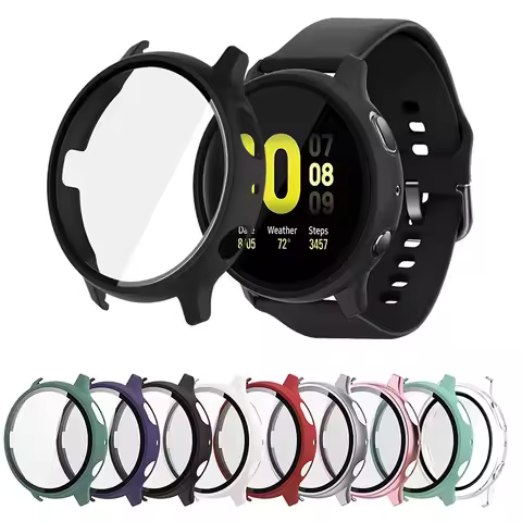 Glass+Case for Samsung Galaxy watch active 2 44mm 40mm All-Around cover bumper+Screen Protector film