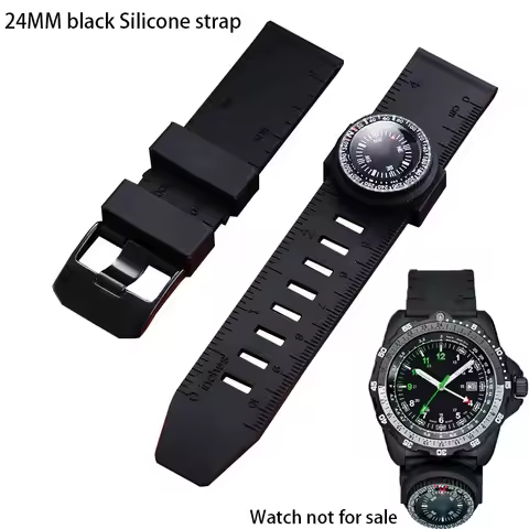 24MM black silicone rubber strap FOR Luminox military watch Bracelet 8831 With compass diving outdoo
