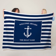 Low priceCustom Boat Name Blanket Personalized Nautical Throw Cozy Soft Marine Themed Decor for Home