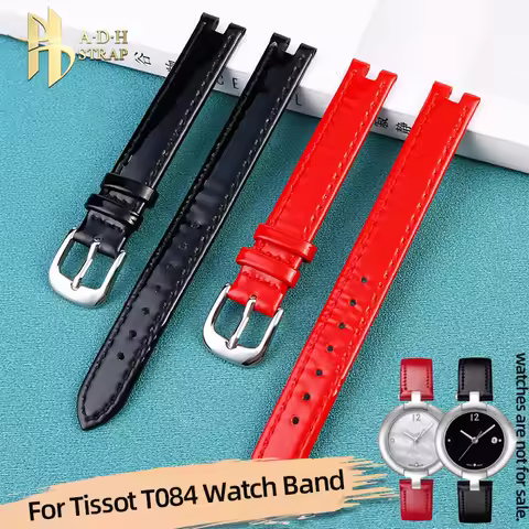 Women's Leather Watch with Notch For Tissot T084 watch Band T084210A Genuine Leather Straps 12mm Sof