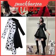 101 Dalmatians Black & White Witch Vil De Cruella Cosplay Dress