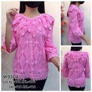 Blouse atasan wanita chibi motif tinkerbell bahan brokat premium pink butik