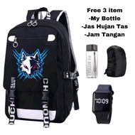 Wolf gaming backpack - cool boys' school bag - esport wolf motif bag