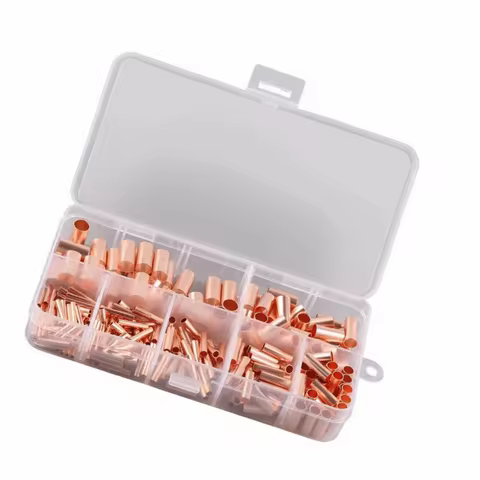 250Pcs Multiple Models Copper Tube Connector Copper Material Gold Terminal Copper Connector GT Tube 