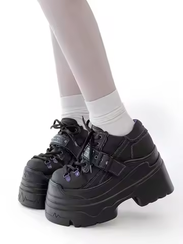 Guilty Cage Original Lolita Girls' Sponge Cake Shoes Y2k Punk Thick Soled Shoes Deep Mouth Single Sh