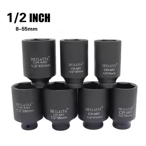 Large Size 46mm 50mm55mm Sockets 1/2" Drive Deep Impact Pneumatic Long Hex Socket Wrench Head Heavy