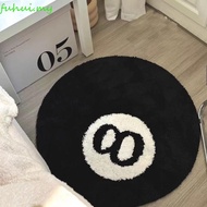 FUHUI 8 Ball Rug, Soft Round 8 Ball Carpet, Creative Plush Anti-slip Black 8 Ball Mat Hoom Decor