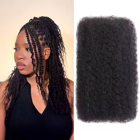 Afro Kinky Bulk Human Hair For Dreadlocks Extensions Repair Locs Twist Braiding QVR Afro Kinky Curly