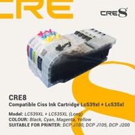 Compatible LC 539 XL/ LC 535 XL (Long) CISS Ink Cartridge For Brother Printer DCP J100 J105 J200