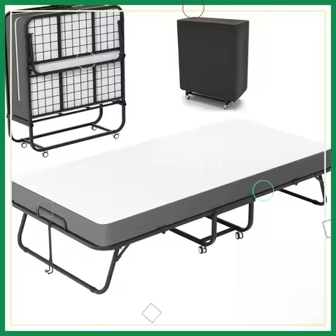 75" x 31" Folding Bed with Memory Foam Mattress, Portable Foldable Single Bed for Adults, Heavy-Duty