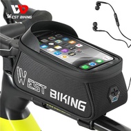 WEST BIKING MTB Road Bicycle Bag Sensitive Touch Screen Bike Phone Bag Front Frame Reflective Cyclin