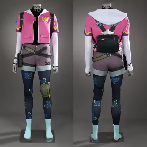 Pink Valorant Clove Cosplay Costume New Valorant Agent Clove Coat Shirt Pants Outfit Halloween Comic
