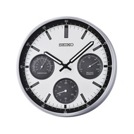 Seiko Clock QXA823S White Analog Thermometer Hyrogrometer Quiet Sweep Silent Movement Wall Clock QXA823