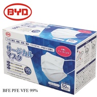 (100 Mask) BYD Brand Japan Version Adult N99 Surgical Mask - 3Ply White